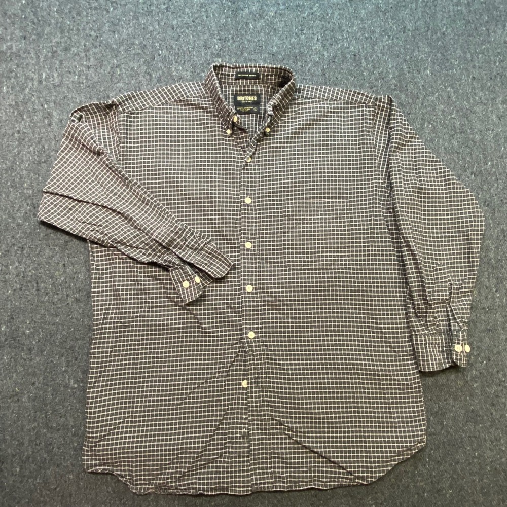 Britches Preppy Mens L‎ Green Grid The Loose Shirt Button Down Cotton Check